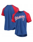 Texas Rangers Stitches Button-Down Raglan Replica Jersey - Royal