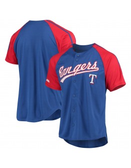 Texas Rangers Stitches Button-Down Raglan Replica Jersey - Royal