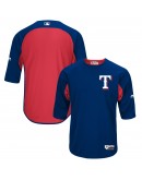 Texas Rangers Majestic Authentic Collection On-Field 3/4-Sleeve Batting Practice Jersey - Royal/Red