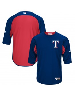 Texas Rangers Majestic Authentic Collection On-Field 3/4-Sleeve Batting Practice Jersey - Royal/Red