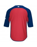 Texas Rangers Majestic Authentic Collection On-Field 3/4-Sleeve Batting Practice Jersey - Royal/Red