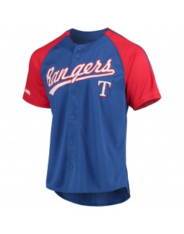 Texas Rangers Stitches Button-Down Raglan Replica Jersey - Royal