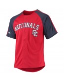 Washington Nationals Stitches Button-Down Raglan Replica Jersey - Red