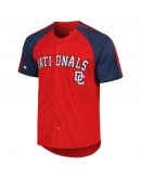 Washington Nationals Stitches Button-Down Raglan Fashion Jersey - Red