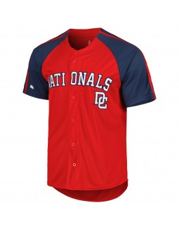 Washington Nationals Stitches Button-Down Raglan Fashion Jersey - Red