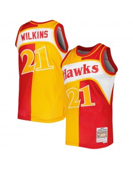 Dominique Wilkins Atlanta Hawks Mitchell & Ness Hardwood Classics 1986/87 Split Swingman Jersey - Yellow/Red