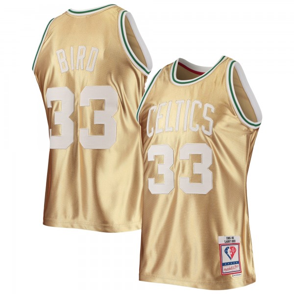 Larry Bird Boston Celtics Mitchell & Ness 75th Anniversary 1985/86 Hardwood Classics Swingman Jersey - Gold