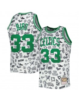 Larry Bird Boston Celtics Mitchell & Ness 1985/86 Hardwood Classics Doodle Swingman Jersey - White