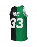 Larry Bird Boston Celtics Mitchell & Ness Hardwood Classics 1985/86 Split Swingman Jersey - Black/Kelly Green