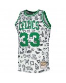 Larry Bird Boston Celtics Mitchell & Ness 1985/86 Hardwood Classics Doodle Swingman Jersey - White