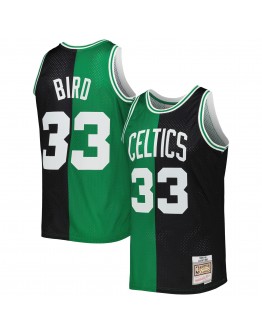 Larry Bird Boston Celtics Mitchell & Ness Hardwood Classics 1985/86 Split Swingman Jersey - Black/Kelly Green