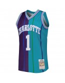 Muggsy Bogues Charlotte Hornets Mitchell & Ness Hardwood Classics 1992/93 Split Swingman Jersey - Teal/Purple