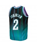 Larry Johnson Charlotte Hornets Mitchell & Ness 1992/93 Hardwood Classics Fadeaway Swingman Player Jersey - Teal/Black