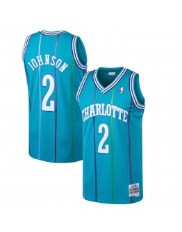 Larry Johnson Charlotte Hornets Mitchell & Ness 1992-93 Hardwood Classics Swingman Jersey - Teal