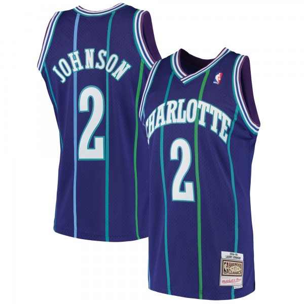 Larry Johnson Charlotte Hornets Mitchell & Ness 1992-93 Hardwood Classics Swingman Jersey - Purple