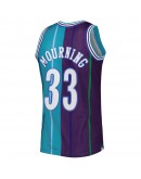 Alonzo Mourning Charlotte Hornets Mitchell & Ness Hardwood Classics 1992/93 Split Swingman Jersey - Teal/Purple