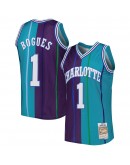 Muggsy Bogues Charlotte Hornets Mitchell & Ness Hardwood Classics 1992/93 Split Swingman Jersey - Teal/Purple