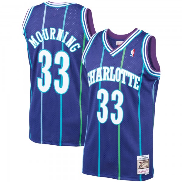 Alonzo Mourning Charlotte Hornets Mitchell & Ness 1994-95 Hardwood Classics Swingman Jersey - Purple