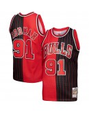 Dennis Rodman Chicago Bulls Mitchell & Ness Big & Tall Hardwood Classics 1995/96 Split Swingman Jersey - Red/Black