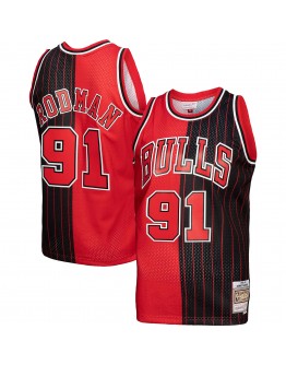 Dennis Rodman Chicago Bulls Mitchell & Ness Big & Tall Hardwood Classics 1995/96 Split Swingman Jersey - Red/Black