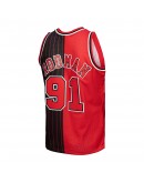 Dennis Rodman Chicago Bulls Mitchell & Ness Hardwood Classics 1995/96 Split Swingman Jersey - Red/Black