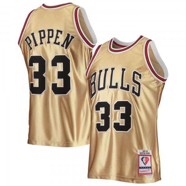 Scottie Pippen Chicago Bulls Mitchell & Ness 75th Anniversary 1997/98 Hardwood Classics Swingman Jersey - Gold