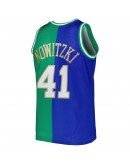 Dirk Nowitzki Dallas Mavericks Mitchell & Ness Hardwood Classics 1998/2019 Split Swingman Jersey - Blue/Green