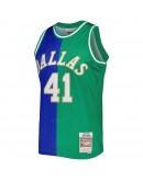 Dirk Nowitzki Dallas Mavericks Mitchell & Ness Hardwood Classics 1998/2019 Split Swingman Jersey - Blue/Green