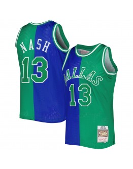 Steve Nash Dallas Mavericks Mitchell & Ness Hardwood Classics 1998/99 Split Swingman Jersey - Blue/Green