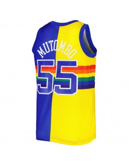 Dikembe Mutombo Denver Nuggets Mitchell & Ness Hardwood Classics 1991/92 Split Swingman Jersey - Royal/Gold