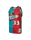 Grant Hill Detroit Pistons Mitchell & Ness Hardwood Classics 1999/00 Split Swingman Jersey - Teal/Red