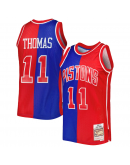 Isiah Thomas Detroit Pistons Mitchell & Ness Hardwood Classics 1988/89 Split Swingman Jersey - Blue/Red