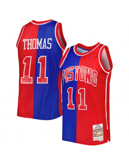 Isiah Thomas Detroit Pistons Mitchell & Ness Hardwood Classics 1988/89 Split Swingman Jersey - Blue/Red