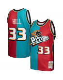 Grant Hill Detroit Pistons Mitchell & Ness Hardwood Classics 1999/00 Split Swingman Jersey - Teal/Red