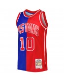 Dennis Rodman Detroit Pistons Mitchell & Ness Hardwood Classics 1988/89 Split Swingman Jersey - Blue/Red