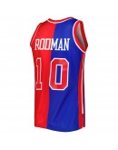 Dennis Rodman Detroit Pistons Mitchell & Ness Hardwood Classics 1988/89 Split Swingman Jersey - Blue/Red