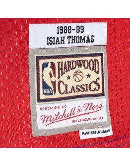 Isiah Thomas Detroit Pistons Mitchell & Ness Hardwood Classics 1988/89 Split Swingman Jersey - Blue/Red