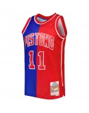 Isiah Thomas Detroit Pistons Mitchell & Ness Hardwood Classics 1988/89 Split Swingman Jersey - Blue/Red