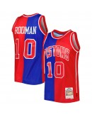 Dennis Rodman Detroit Pistons Mitchell & Ness Hardwood Classics 1988/89 Split Swingman Jersey - Blue/Red