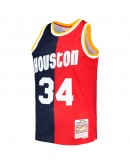 Hakeem Olajuwon Houston Rockets Mitchell & Ness Hardwood Classics 1993/94 Split Swingman Jersey - Navy/Red