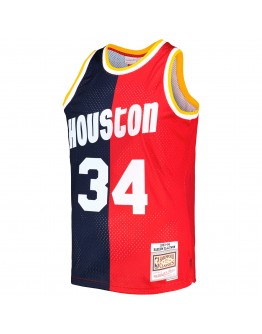 Hakeem Olajuwon Houston Rockets Mitchell & Ness Hardwood Classics 1993/94 Split Swingman Jersey - Navy/Red