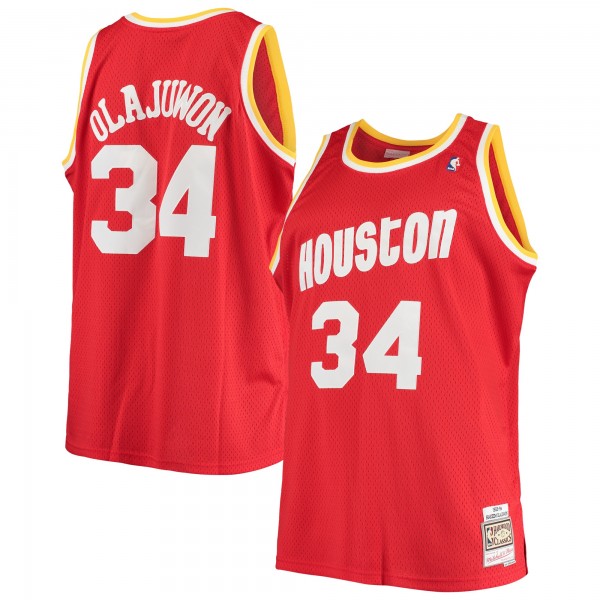 Hakeem Olajuwon Houston Rockets Mitchell & Ness Big & Tall Hardwood Classics Jersey - Red