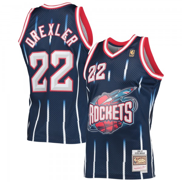 Clyde Drexler Houston Rockets Mitchell & Ness 1996-97 Hardwood Classics Swingman Jersey - Navy