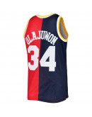 Hakeem Olajuwon Houston Rockets Mitchell & Ness Hardwood Classics 1993/94 Split Swingman Jersey - Navy/Red