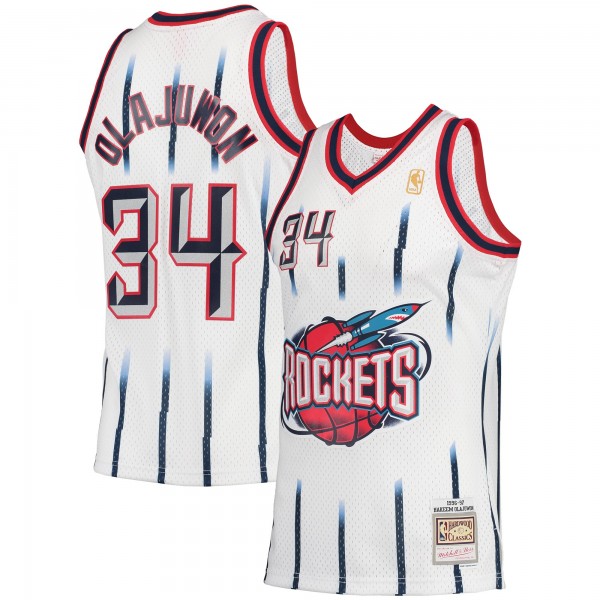 Hakeem Olajuwon Houston Rockets Mitchell & Ness 1996-97 Hardwood Classics Swingman Jersey - White