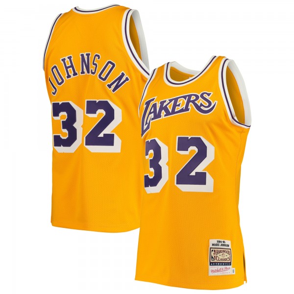 Magic Johnson Los Angeles Lakers Mitchell & Ness 1984/85 Hardwood Classics Authentic Jersey - Gold