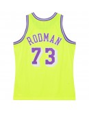 Dennis Rodman Los Angeles Lakers Mitchell & Ness Hardwood Classics 1998/99 Tropical Swingman Jersey - Neon Yellow