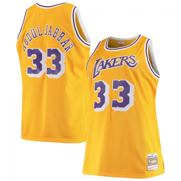 Kareem Abdul-Jabbar Los Angeles Lakers Mitchell & Ness Big & Tall Hardwood Classics Jersey - Gold