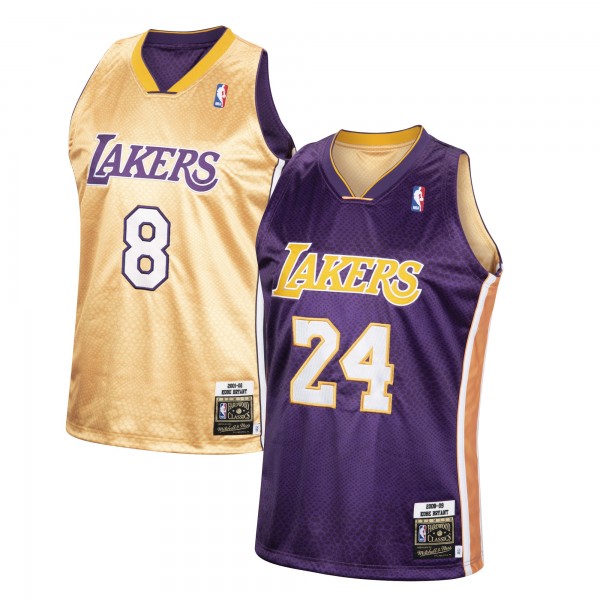 Kobe Bryant Los Angeles Lakers Mitchell & Ness Authentic Reversible Jersey - Gold/Purple