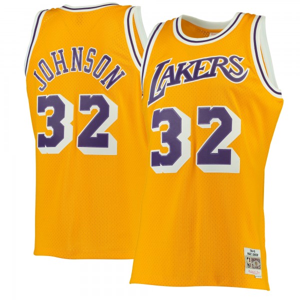 Magic Johnson Los Angeles Lakers Mitchell & Ness 1984-85 Hardwood Classics Swingman Jersey - Gold